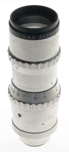 SOM BERTHIOT TELE-CINOR 1:4.5 f=14.5cm SILVER LENS C-MOUNT FITS BOLEX CAMERA H16