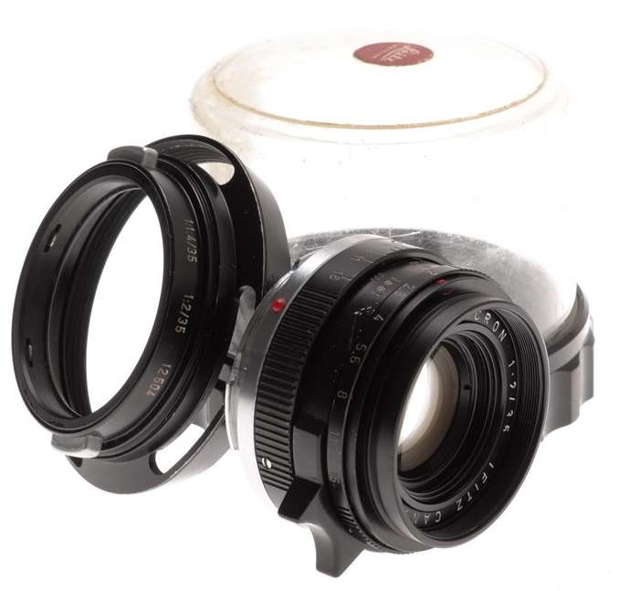 SUMMICRON 2/35mm COMPACT BLACK LEICA M MOUNT CAMERA LENS f=35mm VENTED HOOD NICE