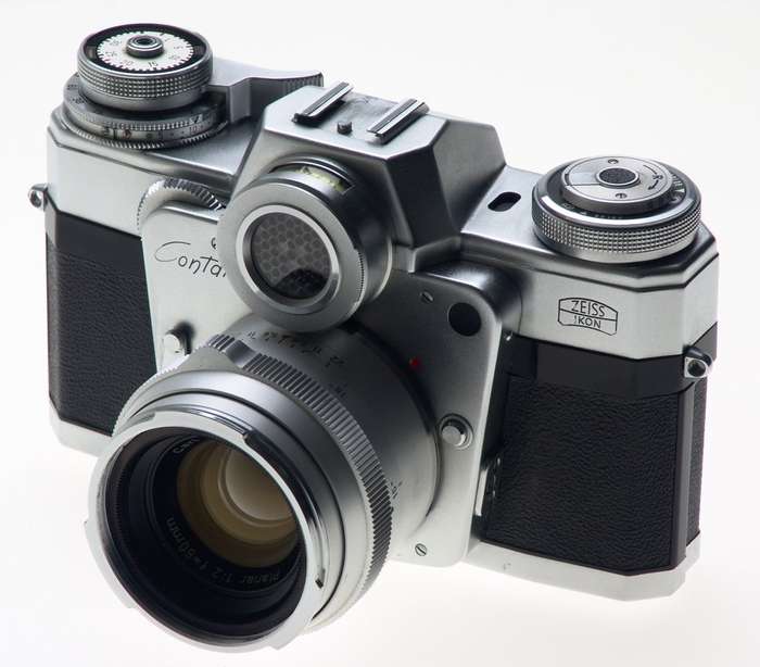 ZEISS CHROME CONTAREX SLR FILM CAMERA BULLS EYE PLANAR 2/50 CAP CASE f=50mm KIT