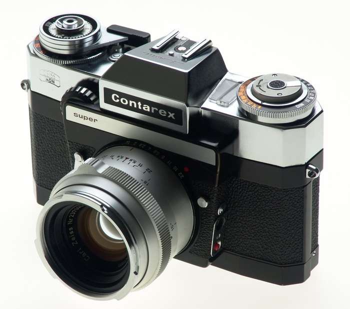 ZEISS CHROME CONTAREX SUPER SLR FILM CAMERA PLANAR 2/50 CAP CASE f=50mm KIT MINT