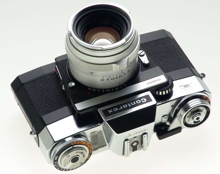 ZEISS CHROME CONTAREX SUPER SLR FILM CAMERA PLANAR 2/50 CAP CASE f=50mm KIT MINT