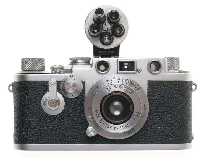 LEICA RED DIAL IIIf 35mm FILM CAMERA 3F LEITZ ELMAR 1:3.5/3.5cm M39 CASE FINDER