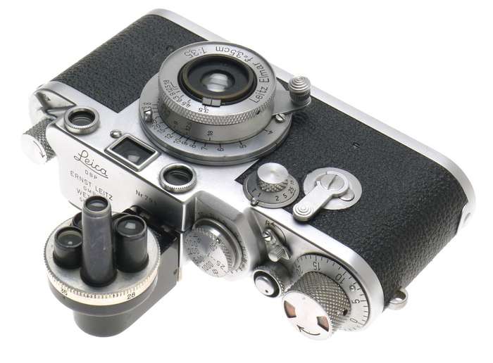 LEICA RED DIAL IIIf 35mm FILM CAMERA 3F LEITZ ELMAR 1:3.5/3.5cm M39 CASE FINDER
