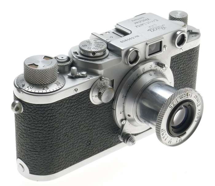 IIIF LEICA M39 RANGEFINDER CAMERA NUMBERED ELMAR f=5cm 1:3.5 LENS HOOD CASE XTRA