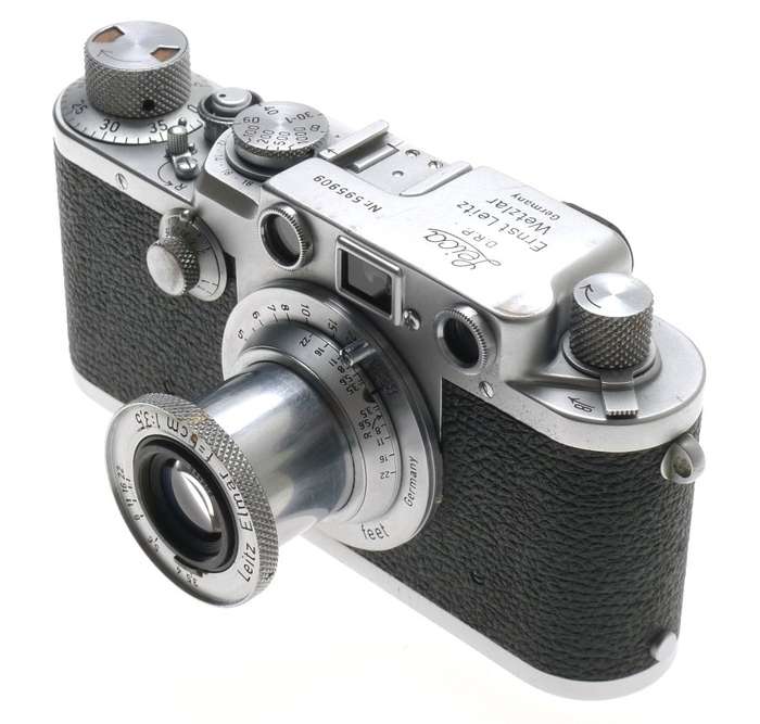 IIIF LEICA M39 RANGEFINDER CAMERA NUMBERED ELMAR f=5cm 1:3.5 LENS HOOD CASE XTRA