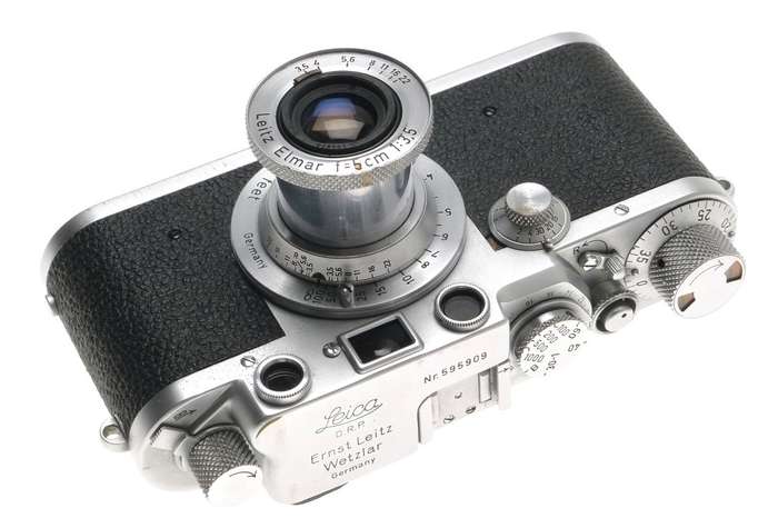 IIIF LEICA M39 RANGEFINDER CAMERA NUMBERED ELMAR f=5cm 1:3.5 LENS HOOD CASE XTRA