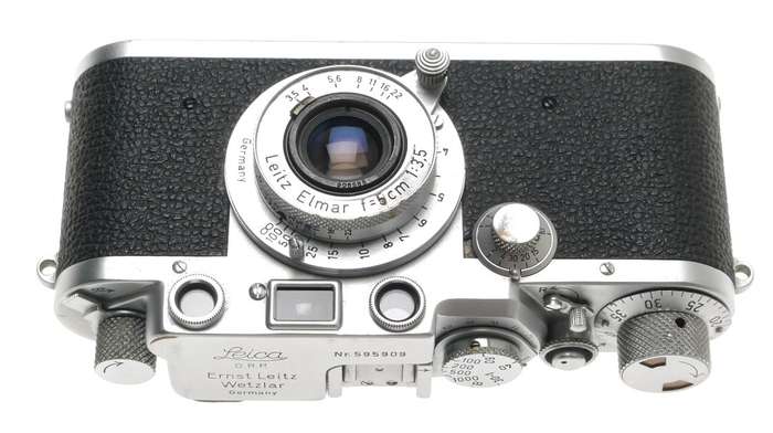 IIIF LEICA M39 RANGEFINDER CAMERA NUMBERED ELMAR f=5cm 1:3.5 LENS HOOD CASE XTRA