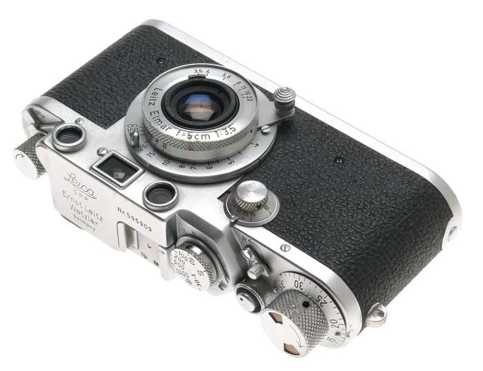 IIIF LEICA M39 RANGEFINDER CAMERA NUMBERED ELMAR f=5cm 1:3.5 LENS HOOD CASE XTRA