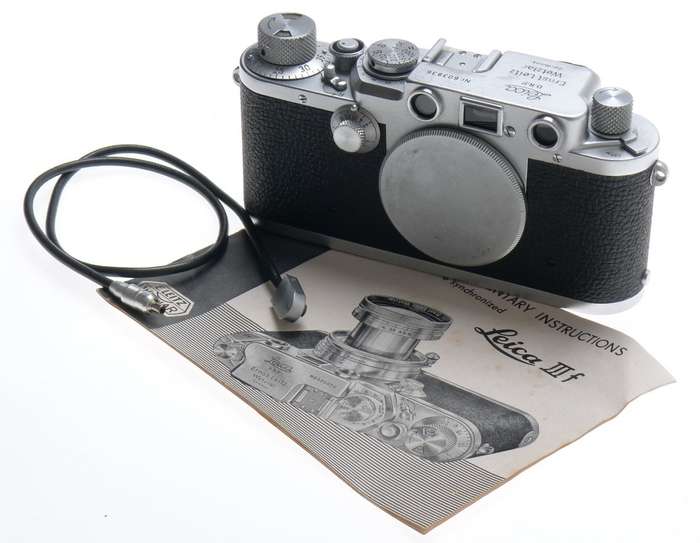 LEICA CHROME BODY 3F RANGEFINDER IIIF M39 MOUNT CAMERA SYNCH CABLE BLACK DIAL