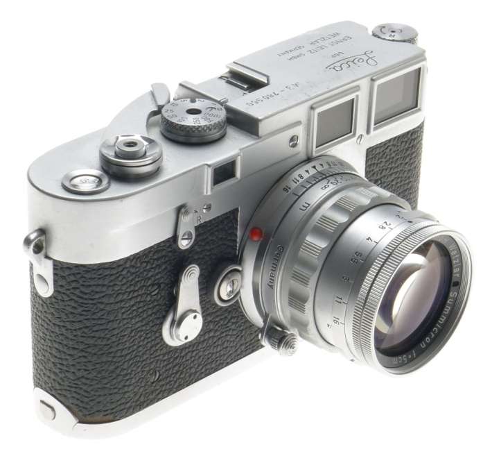 DS LEICA M3 FILM 35mm CAMERA WITH SERVICED SUMMICRON 1:2/50mm RIGID CHROME LENS