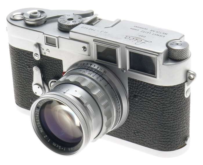 DS LEICA M3 FILM 35mm CAMERA WITH SERVICED SUMMICRON 1:2/50mm RIGID CHROME LENS