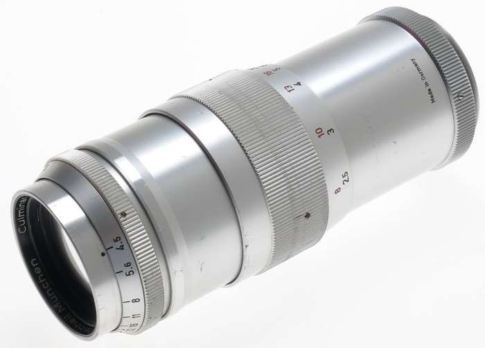 STEINHEIL CULMINAR 1:4.5 f=135mm CHROME TELE LENS M39 LEICA SCREW MOUNT CAPS