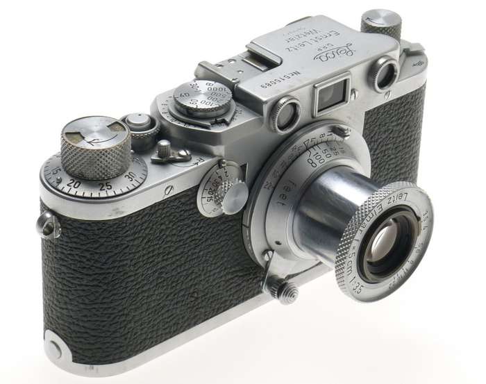 BLACK DIAL LEICA IIIF M39 TLM RANGEFINDER RED SCALE LEITZ ELMAR 1:3.5 f=5cm