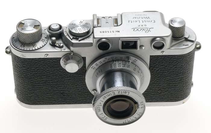 BLACK DIAL LEICA IIIF M39 TLM RANGEFINDER RED SCALE LEITZ ELMAR 1:3.5 f=5cm