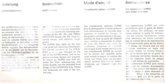 LEICAFLEX CAMERA LENS NEW ELPRO VIa LEITZ WETZLAR LEICA