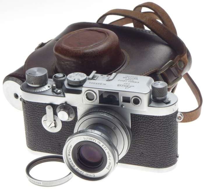 LEICA IIIg chrome 35mm rangefinder camera with 2.8/5cm Elmar 2.8 f=50mm lens kit