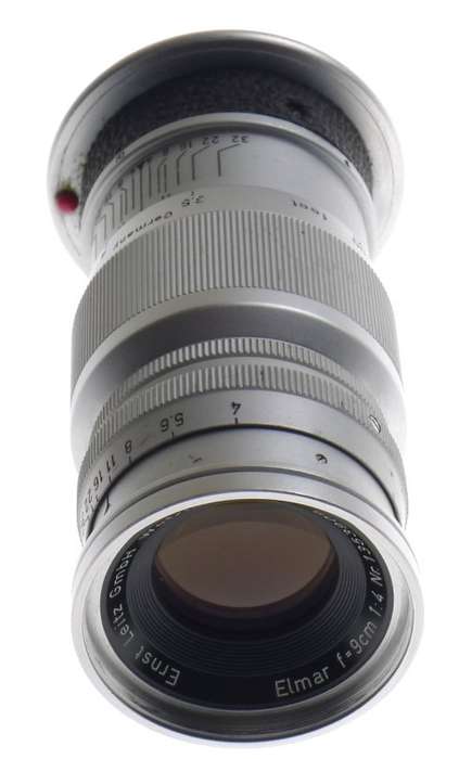 LEICA M MOUNT ELMAR f=9cm 1:4 CAMERA LENS CAP LEITZ CHROME 1:4/90mm EXCELLENT NR