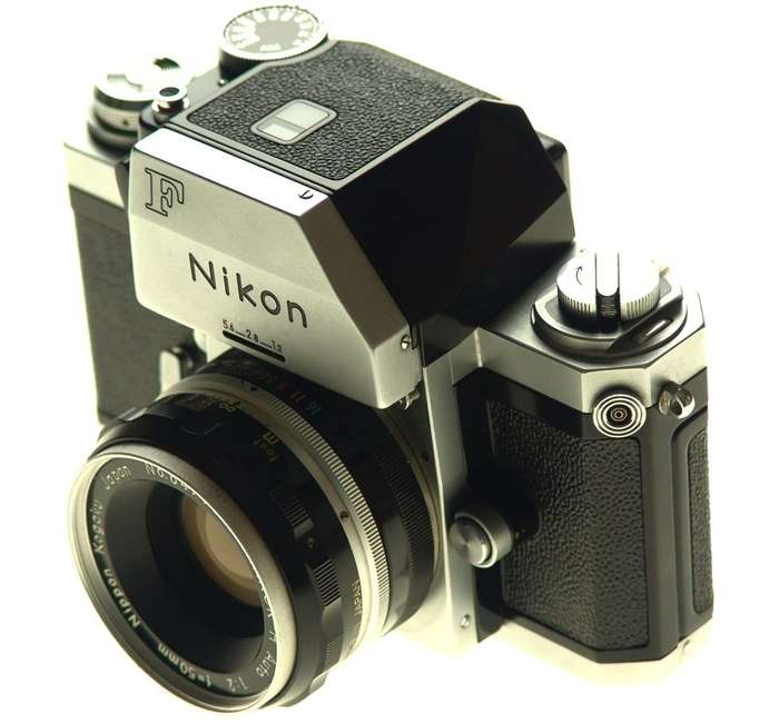 NIKON F VINTAGE SLR CAMERA HOLLOW WINDER CHROME CASE MINT- NIKKOR-H 2/50mm f=50