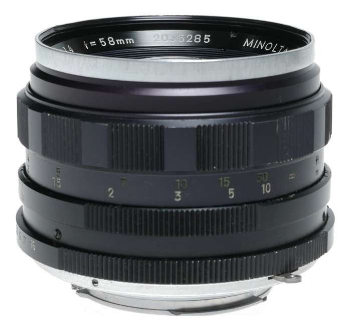 Auto Rokkor-PF 1:1.4 f=58mm Minolta vintage SLR camera lens 1.4/58 portrait