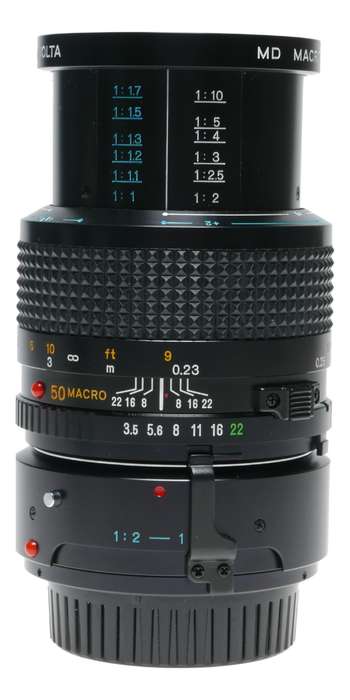 Minolta 50/3.5 MD Macro boxed vintage SLR film camera lens