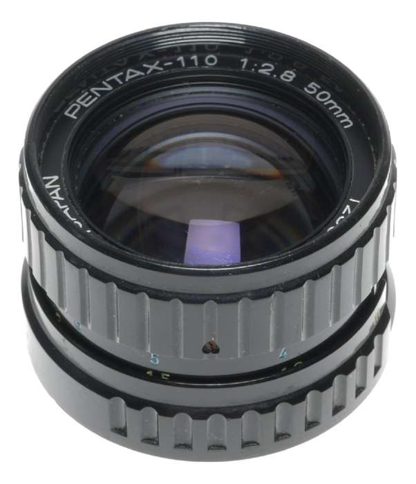 Pentax-110 1:2.8 50mm subminiature lens f/2.8 lens caps 2.8/50mm