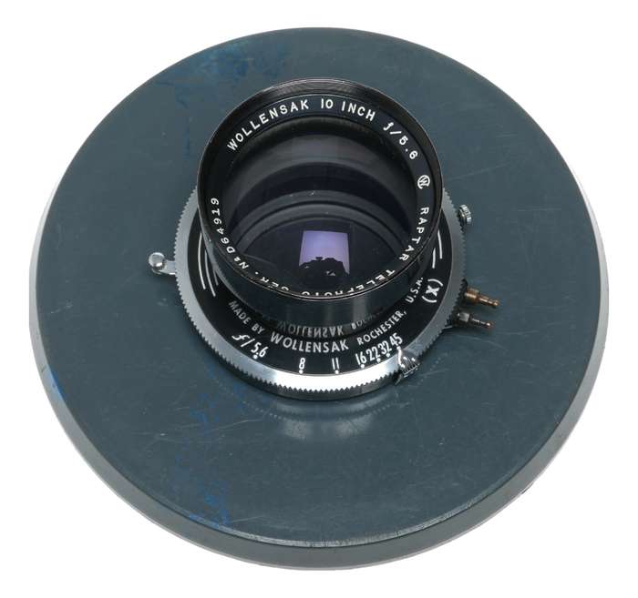 Raptar Telephoto Wollensak 10 inch f/5.6 lens with shutter and board