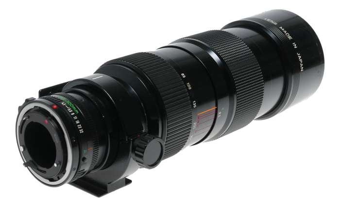 Canon FD 85-300/4.5 Zoom lens fits SLR 35mm film camera set box hood caps