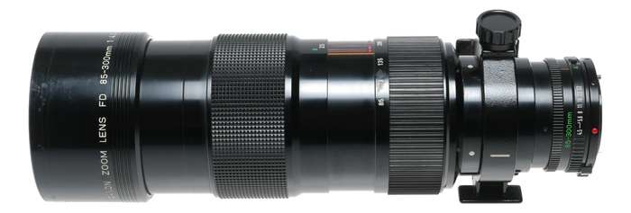 Canon FD 85-300/4.5 Zoom lens fits SLR 35mm film camera set box hood caps