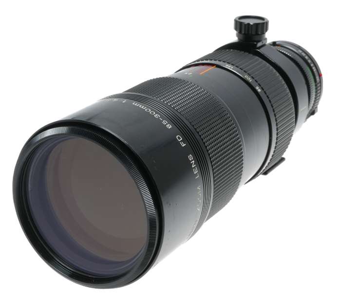 Canon FD 85-300/4.5 Zoom lens fits SLR 35mm film camera set box hood caps