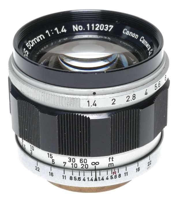 Canon lens 50mm 1:1.4 RF coupled M39 LTM Leica screw mount 1.4/50 Prime