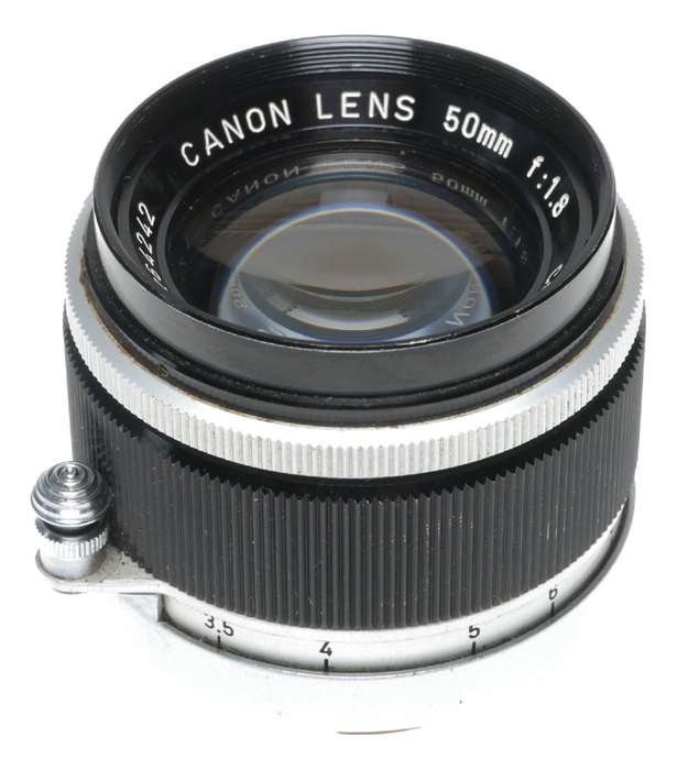 Canon lens 50mm 1:1.8 RF coupled M39 LTM Leica screw mount 1.8/50 hood set