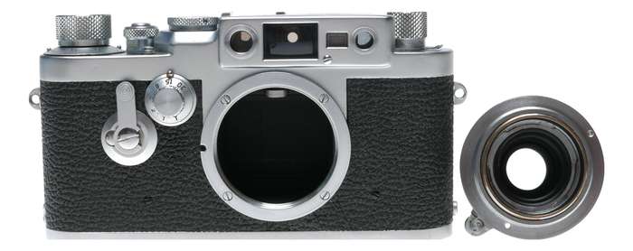 Leica IIIG camera body 35mm rangefinder Red scale Elmar f=5cm 1:3.5 lens