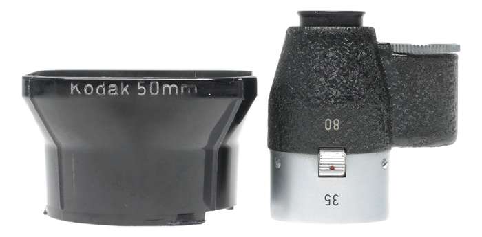 Kodak vintage camera parts viewfinder and a lens hood shade