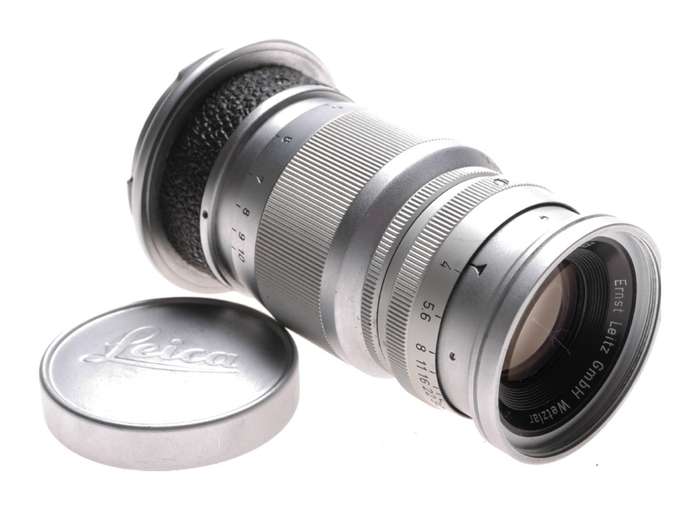 Leica m mount Elmar f=9cm 1:4 camera lens cap Leitz chrome 1:4/90mm