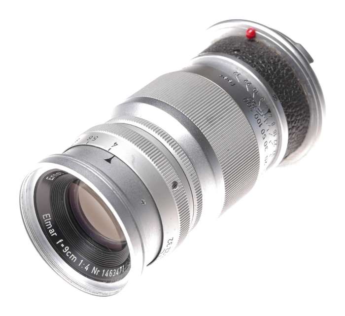 Leica m mount Elmar f=9cm 1:4 camera lens cap Leitz chrome 1:4/90mm