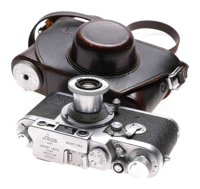 Leica IIIg camera with Elmar 3.5 f=5cm chrome coated lens 3.5/50mm Excellent
