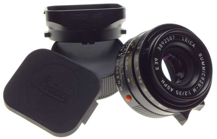 LEICA Summicron-M 1:2/35 ASPH. E39 f=35mm Wide angle camera lens caps hood BOKEH