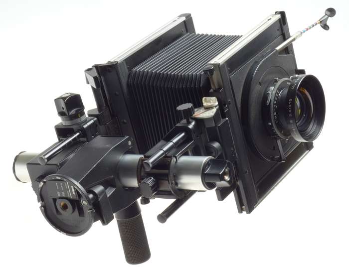 SINAR F Black camera 4x5 body Chrome Rail SYMMAR-S 1:5.6/210mm Schneider lens MC
