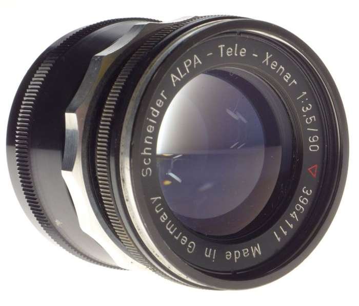 ALPA Schneider Tele-Xenar 1:3.5/90 prime SLR lens f=90mm cap ALNEA extensan tube