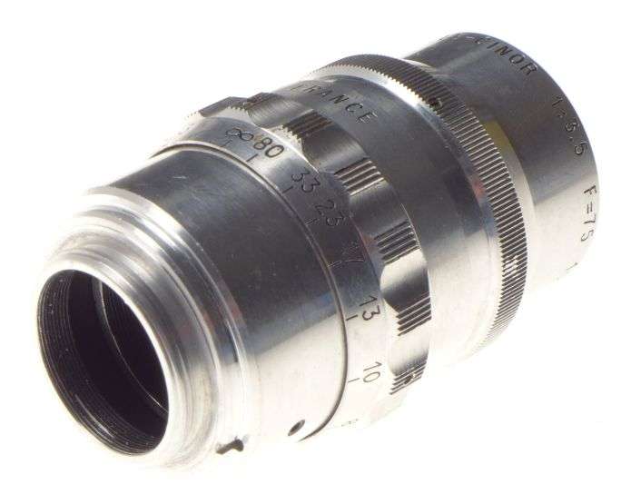 Som Berthiot Tele-Cinor 3.5 f=75mm chrome C-mount vintage lens bolex beaulieux