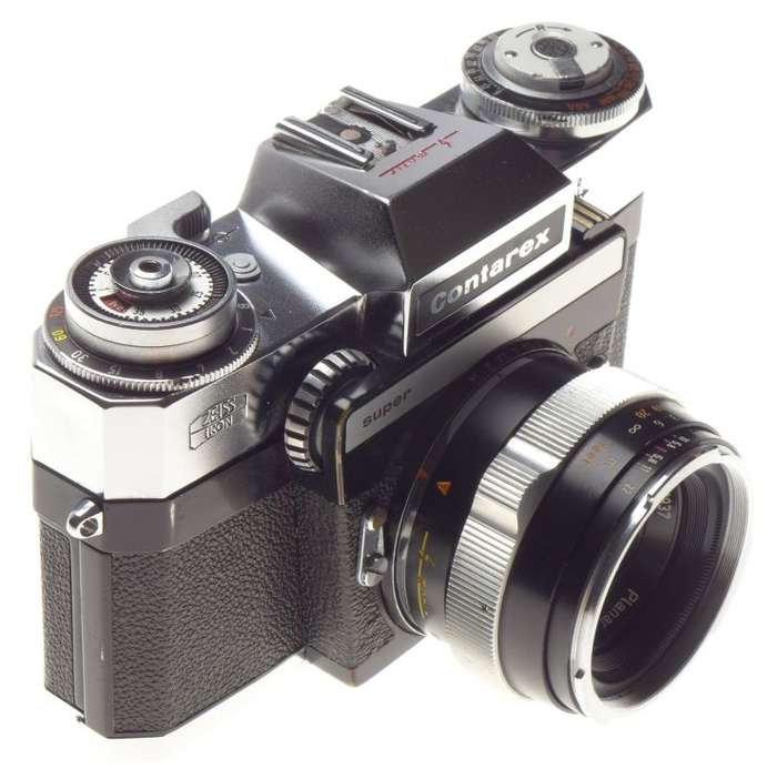 ZEISS CONTAREX Super SLR 35mm chrome film camera Planar 1:2/50mm lens case strap