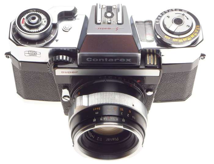 ZEISS CONTAREX Super SLR 35mm chrome film camera Planar 1:2/50mm lens case strap