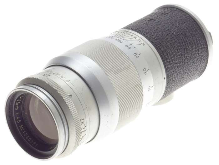 CHROME USED LEICA M 1:4.5/135mm HEKTOR BAYONET MOUNT CAMERA LENS NEEDS CLEANING