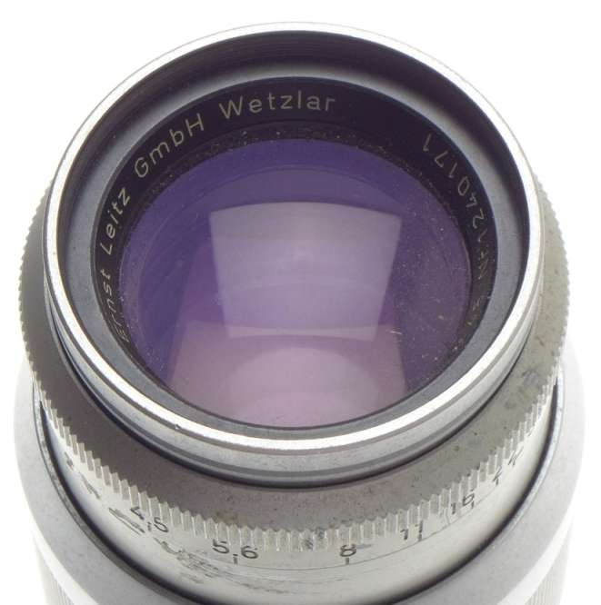 CHROME USED LEICA M 1:4.5/135mm HEKTOR BAYONET MOUNT CAMERA LENS NEEDS CLEANING