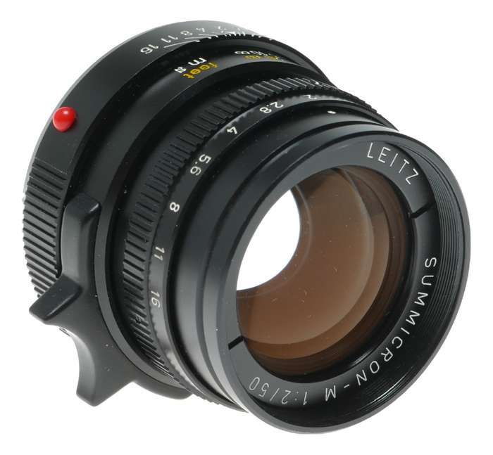 Leica Summicron-M 1:2/50 black RF camera Leitz lens box caps 11819