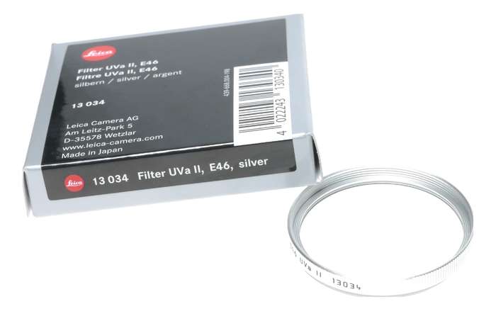 13034 Leica Uva II E46 camera lens Filter E 46 Silver Boxed Mint condition