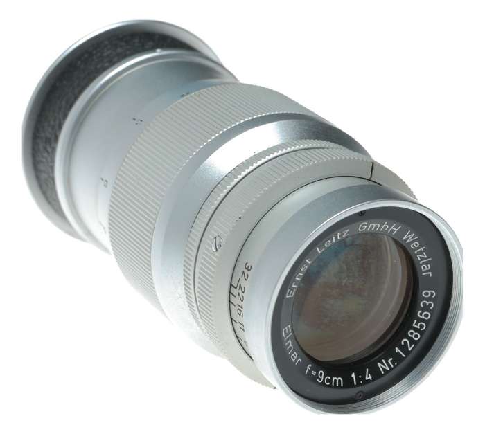 Leitz Wetzlar Elmar f=9cm 1:4 Leica M39 RF camera lens in keeper