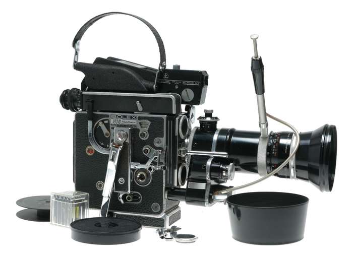 Bolex H16 Reflex Rex 5 16mm film cine camera Switar 1:1.9 f=16-100mm POE lens Gossen meter