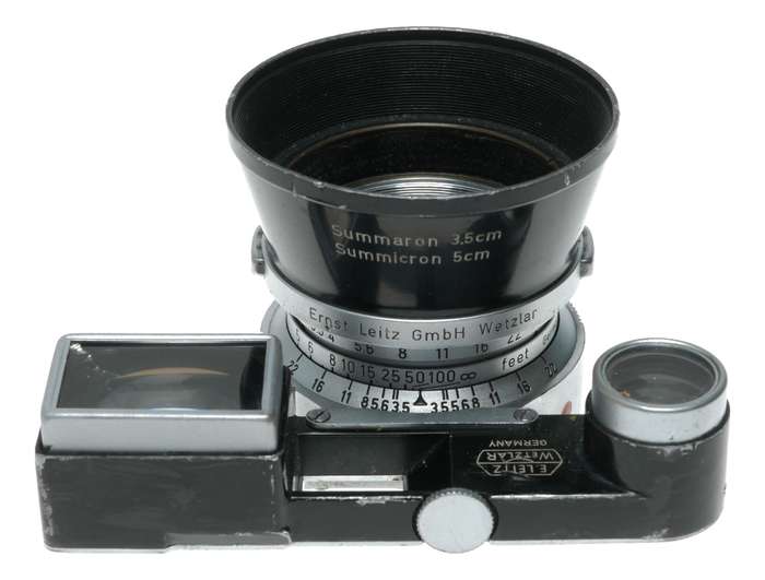 Leitz Wetzlar Summaron f=3.5cm 1:3.5 Leica M RF camera lens goggles shade hood