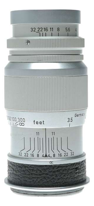Leitz Wetzlar Elmar f=9cm 1:4 Leica M39 RF camera lens in keeper